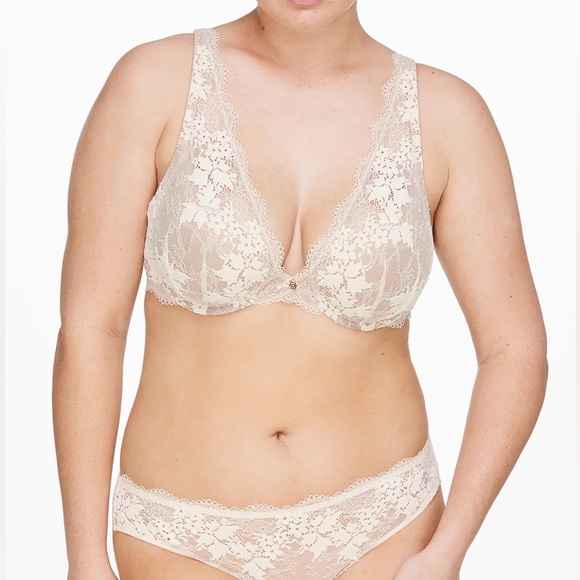 ThirdLove Other - Thirdlove 24/7 All Day Pink Nude Lace Plunge Uplift Bra 32 D